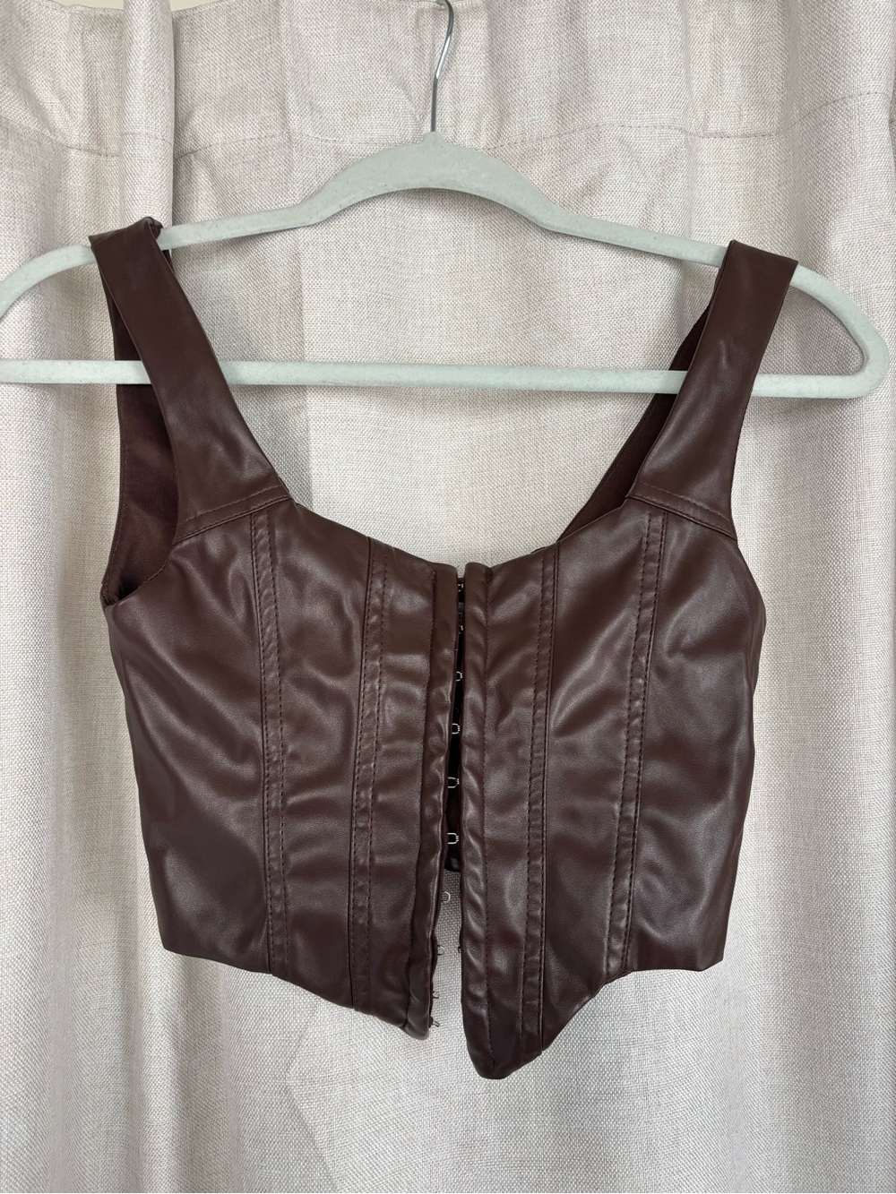 Faux Leather Brown Corset Top